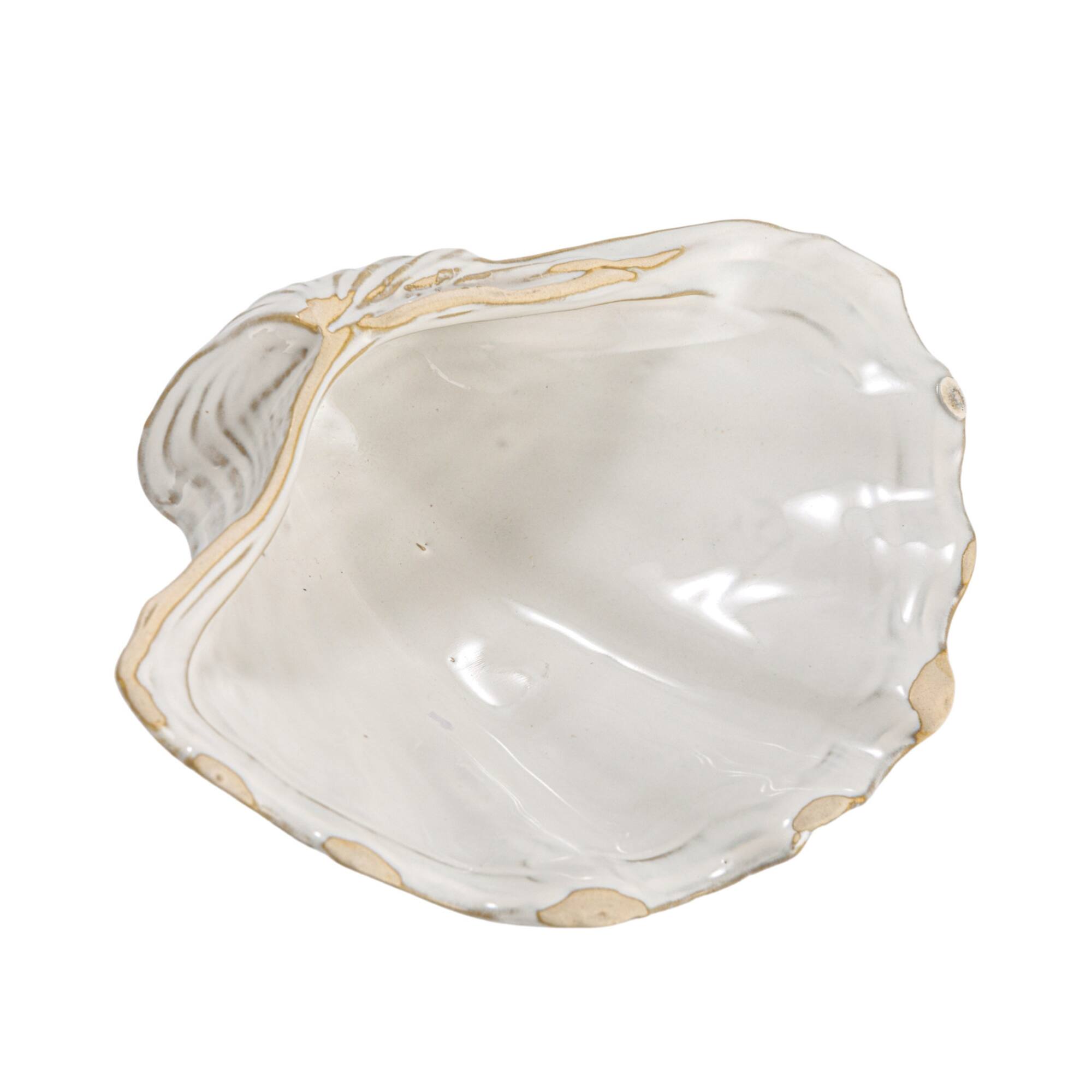 Hello Honey® 8" White Reactive Crackle Glaze Stoneware Shell Plates, 4ct.